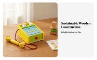 Wooden Toy Telephone Raised Buttons Kids Plaything Colorful for Preschoolers