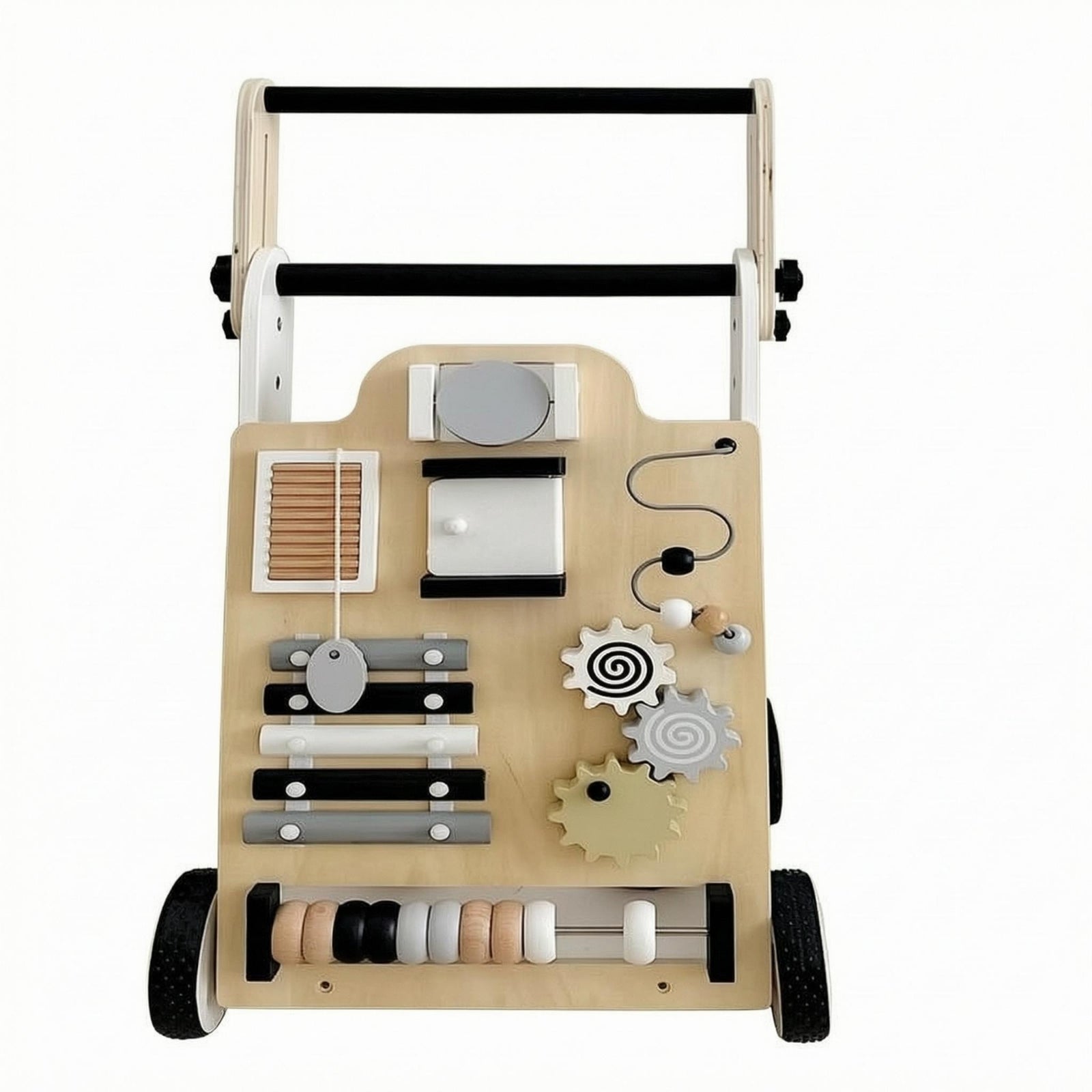 Wooden Baby Push Stroller Multi-Function Toddler Push Toy Smooth Edges
