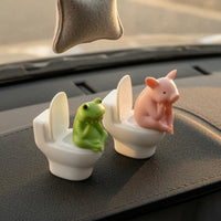 Sitting on Toilet Figurine Funny Desktop Novelty Ornament Solid-Looking for Car