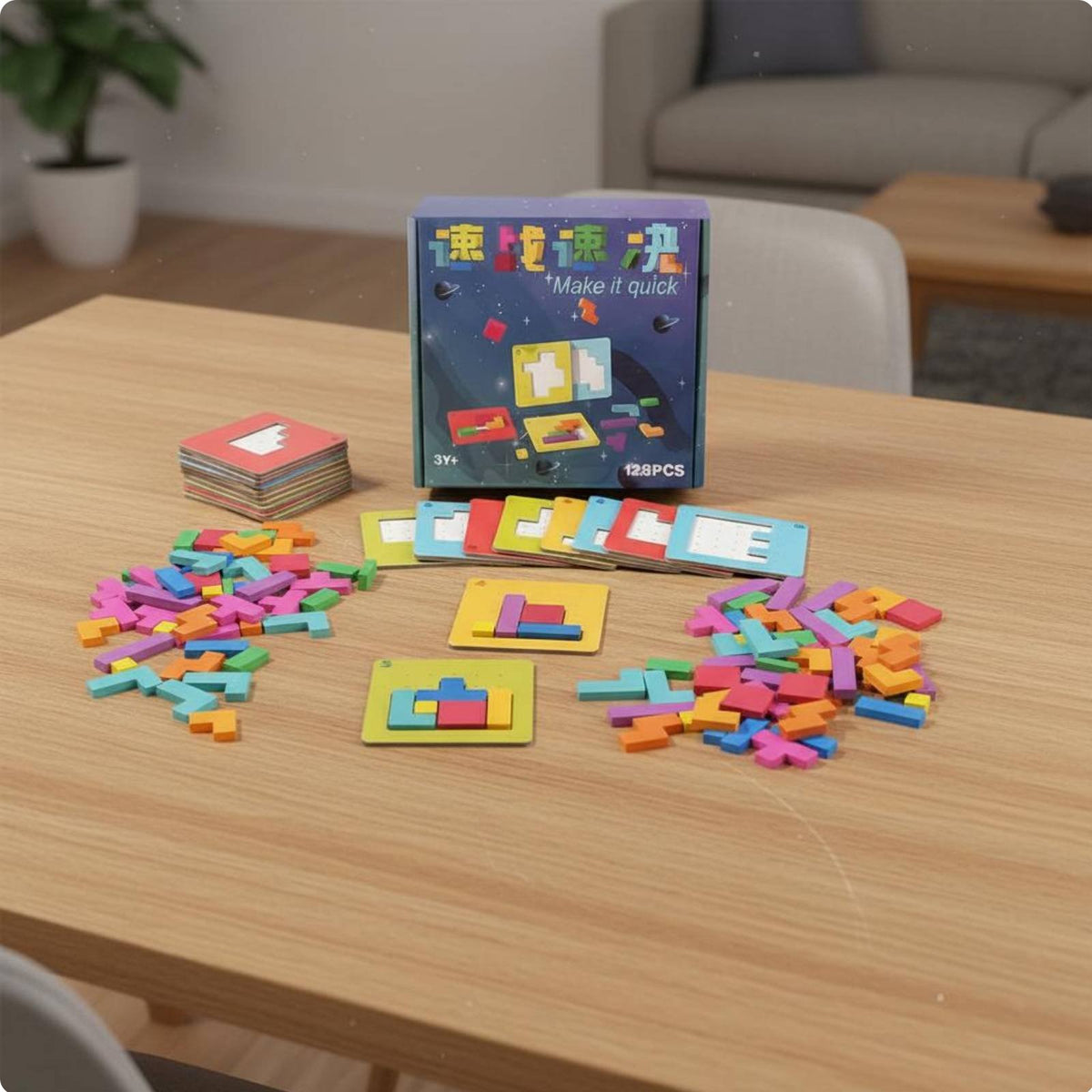 128 Pieces Speed Brain Teaser Game 2-Player Battle Mode Block Brain Teaser Game