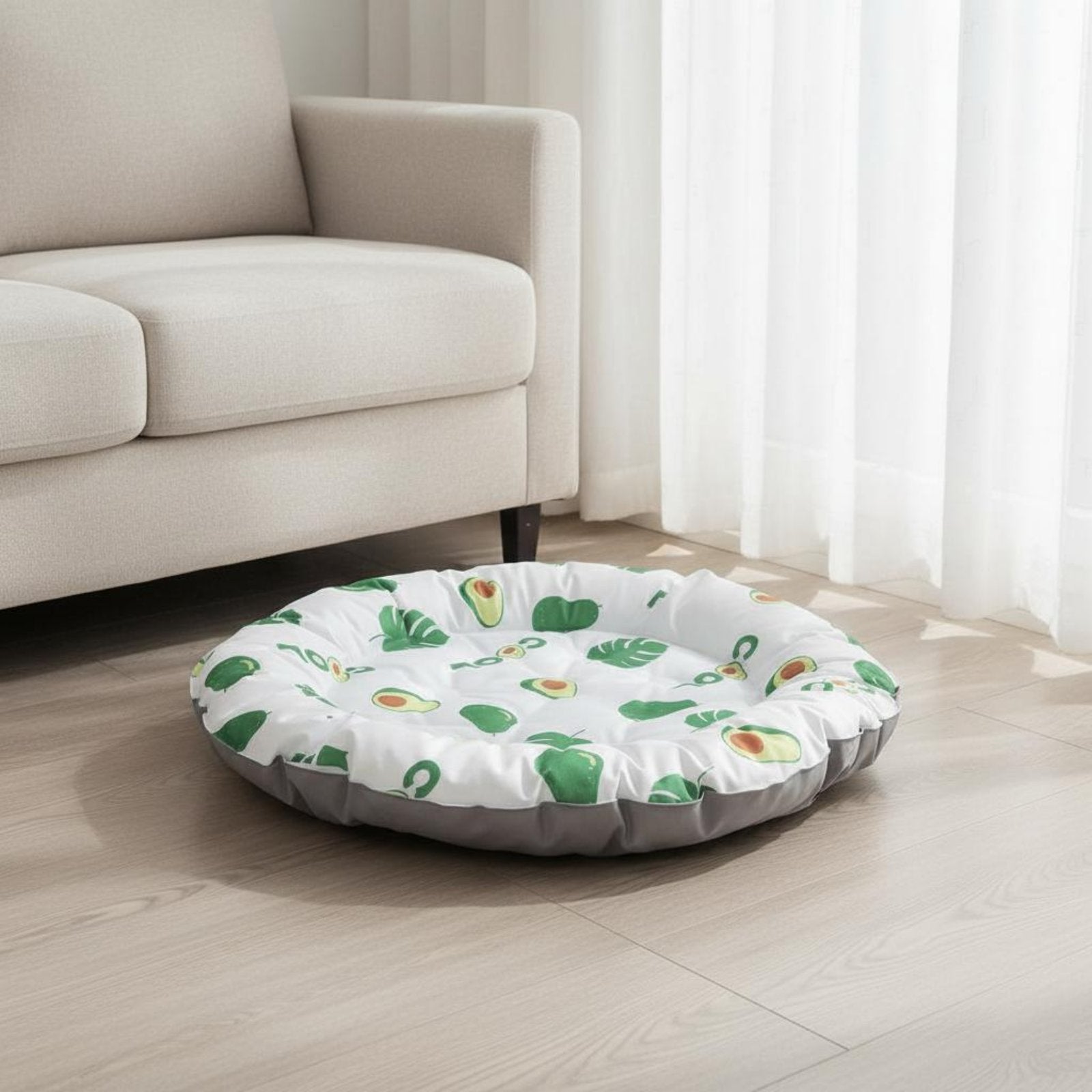 Round Cooling Pet Bed Soft Padded Border Feline Cooling Mat Easy to Clean