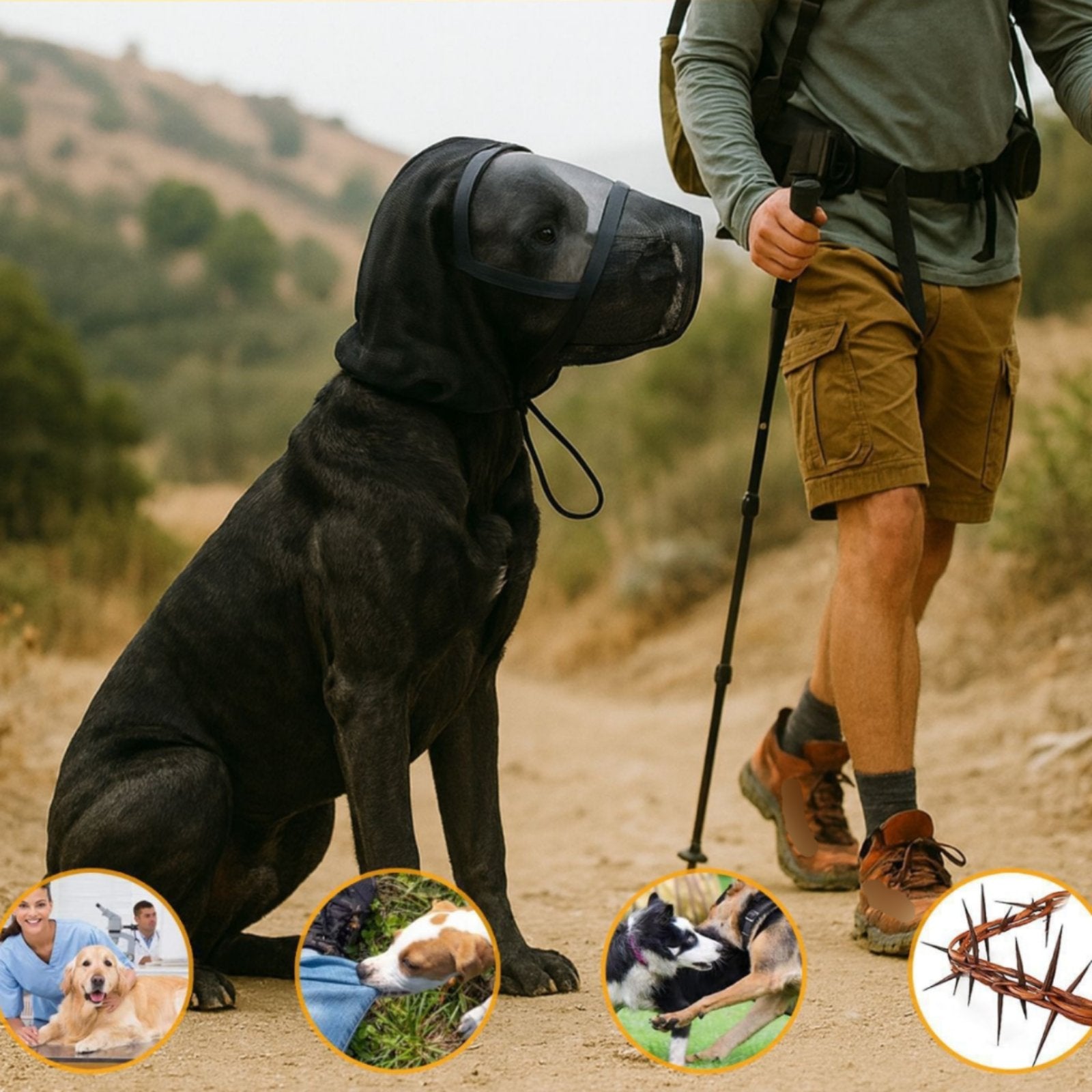 Anti-Licking Dog Head Cover Adjustable Drawstring Pet Supply for Outdoor Walks