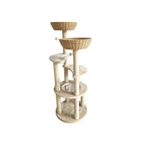 Multi-Level Feline Climber Circular Base Soft Climbing Structure Woven Basket Scratching Surface Structure
