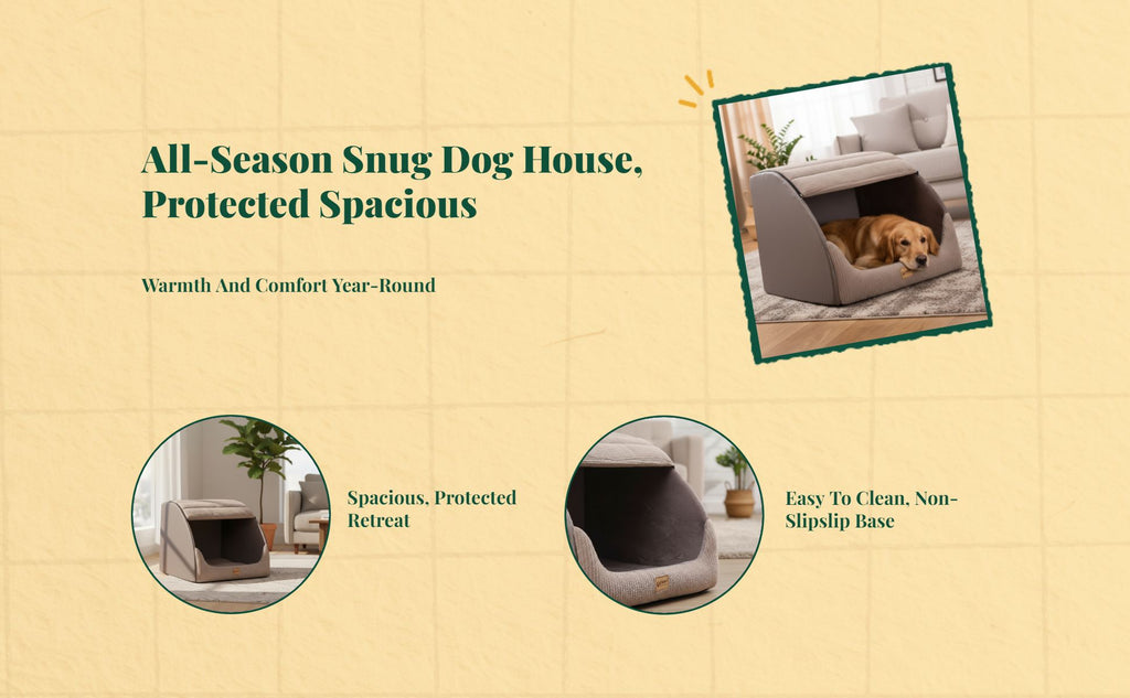 Dog House, Enclosed Bed, Easy Clean, Indoor Outdoor, Calming
