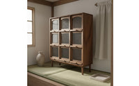 Miniature 9-Grid Storage Cabinet Multi-Scene Versatility Dollhouse Storage Cupboard Clear View Doors Miniature Wooden Cupboard for Collectors