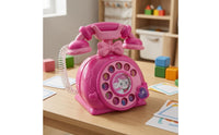 Retro Toy Telephone Coiled Cord Rotary-Style Toy Phone Pretend Play Telephone Heart Detail Motor Skills for Children