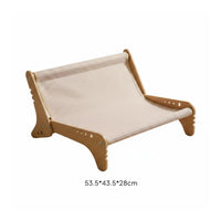 Pet Lounge Bed Slanted Backrest Wooden Feline Sofa Round Cutouts for Indoor