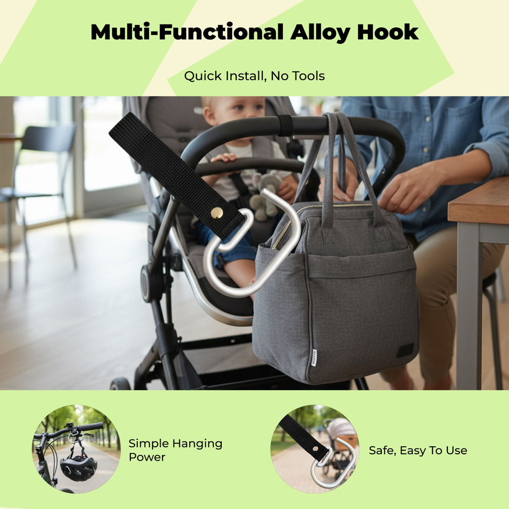 Non-slip stroller hook organizer