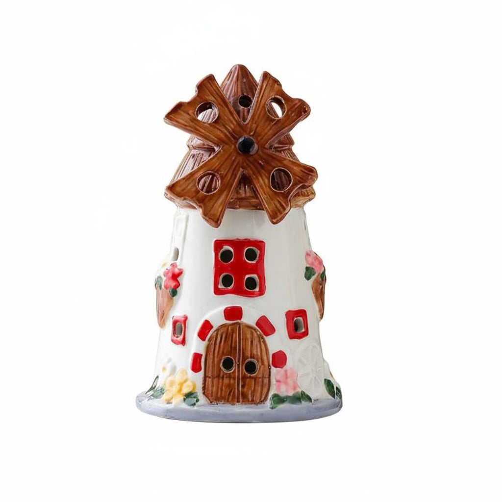 Windmills House Night Light Great Gift Idea Ceramic Windmills Lamp Decorative Cute Cottage Table Lamp for Children, Bedroom, Bedside, Study Room