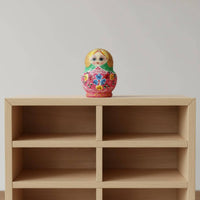 10 Pieces 10 Layer Wooden Doll Handmade House Decoration Floral Pattern Children's Toy for Home