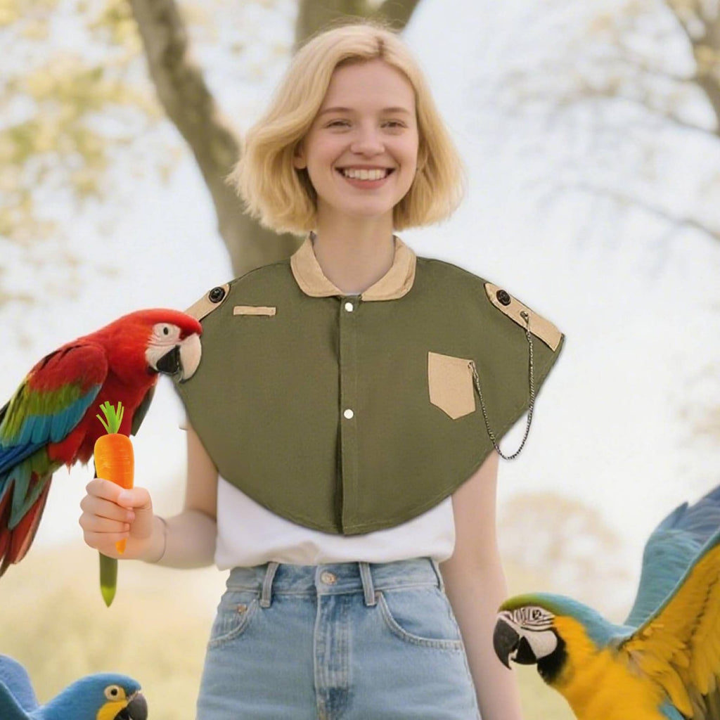 Parrot Owner Shoulder Guard Toy Attachment Loops Bird Interaction Cape Treat Pocket for Home