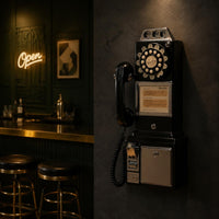 Coin Telephone Chrome Trim Retro Payphone Lockable Door