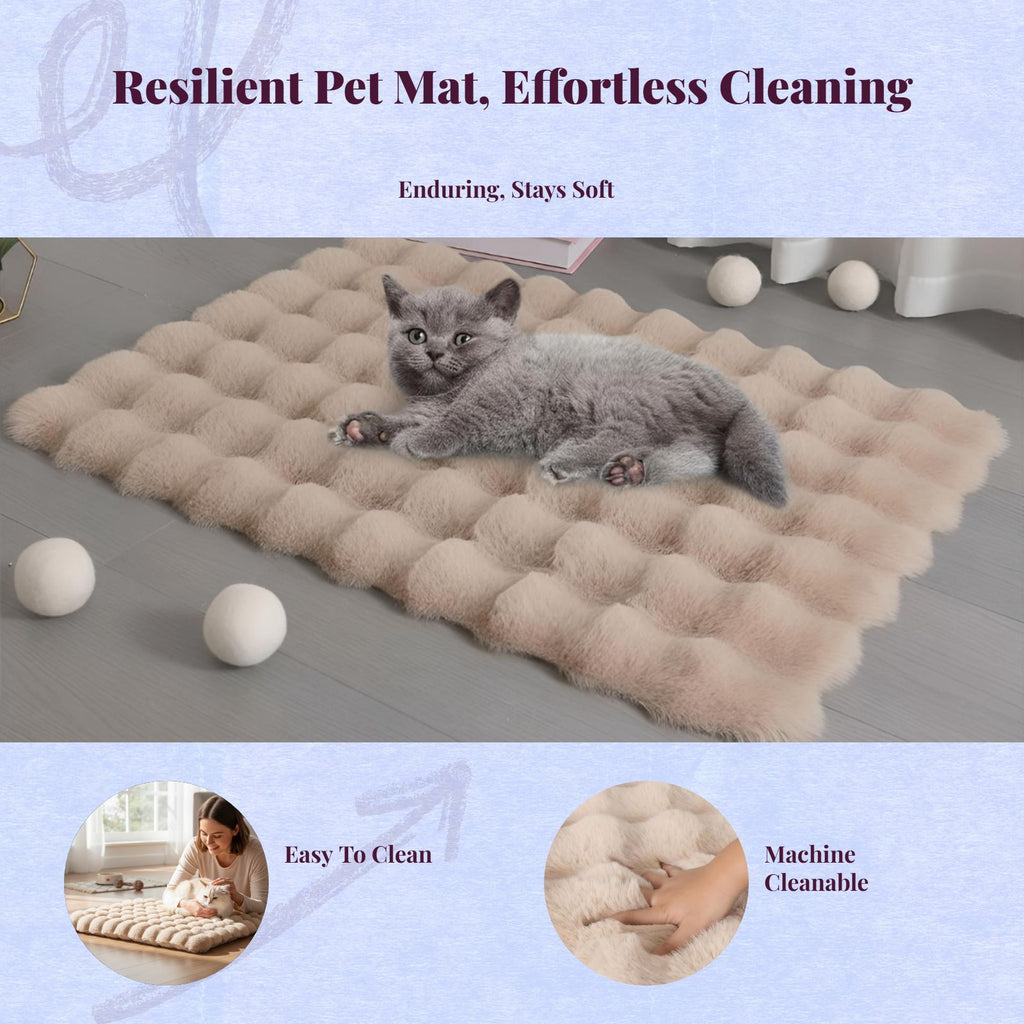 Plush Fleece Pet Bed Mat, Soft, Warm, Washable, Indoor Pad