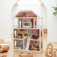 Wooden Doll House Realistic Princess Dollhouse Decorative Multi-Room Doll House for Girls, Kids