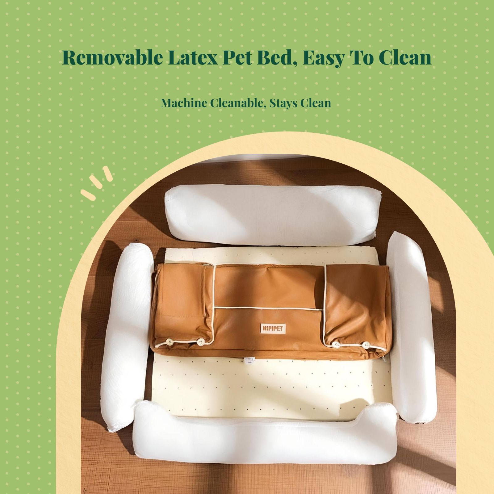 Orthopedic latex dog bed, removable cover