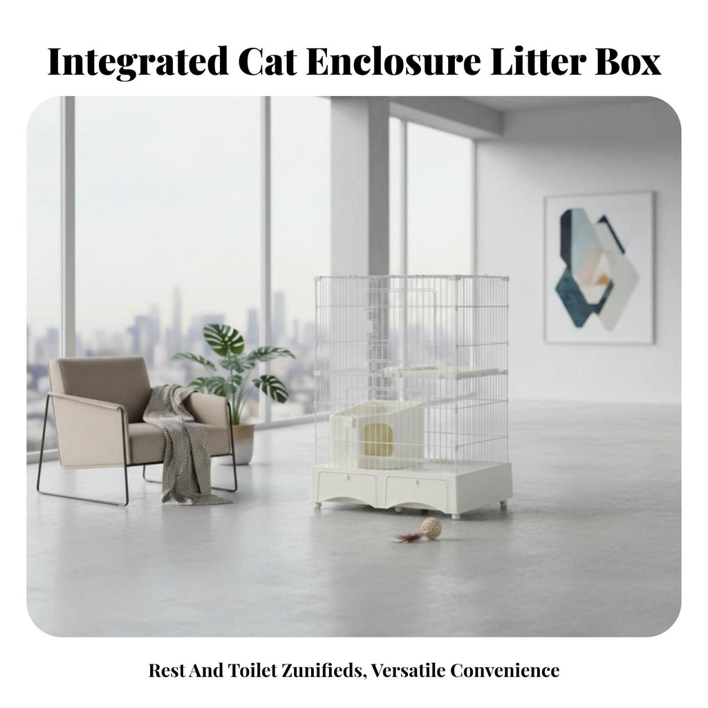 super Large Space 3-Story Cat Kennel with Litter Box Enclosure Spacious Interior Multi-Level Wire Crate Villa design pet Housing Easy to Clean for young cat Owners, Pet Parents, Indoors, Indoor, Living Room, Bedroom
