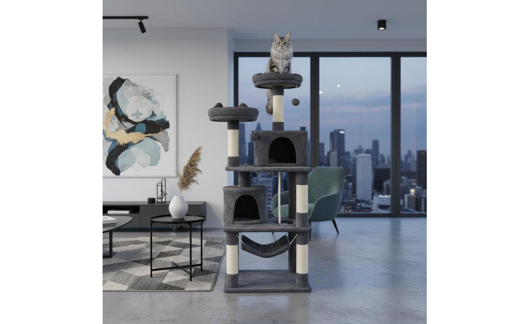 Cat Activity Center Hammock Bed Feline Retreat Elevated Cozy Soft Cover Animal Furniture for Home