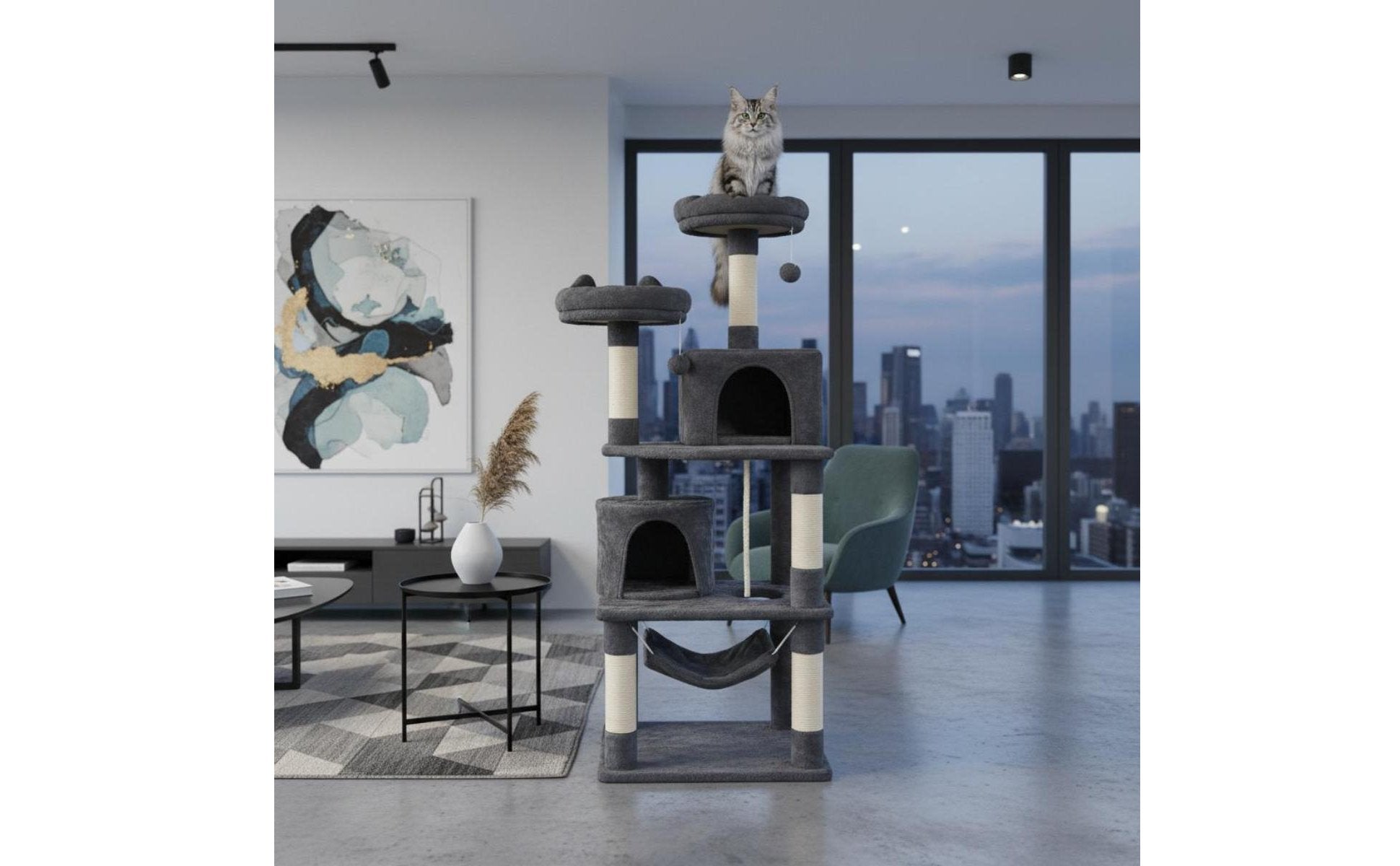 Cat Activity Center Hammock Bed Feline Retreat Elevated Cozy Soft Cover Animal Furniture for Home
