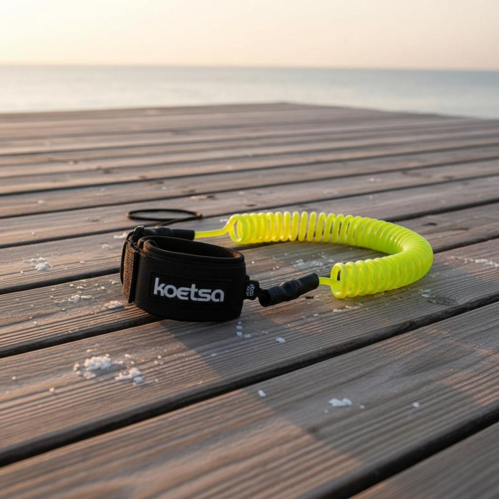 Elastic Surfboard Rope Adjustable Hook-and-Loop Cuff Coiled Wave Leash