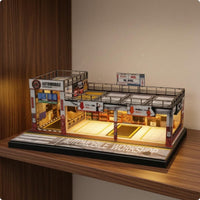 Miniature Parking Workshop Rooftop Railings Garage Building Model Storefront Facade Display Scene