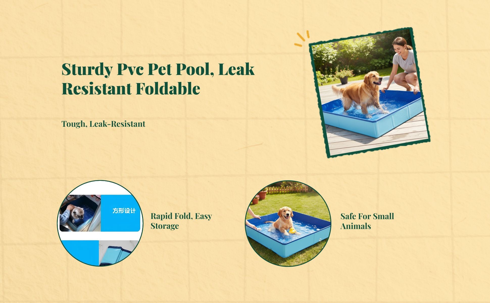 Leakproof foldable dog pool