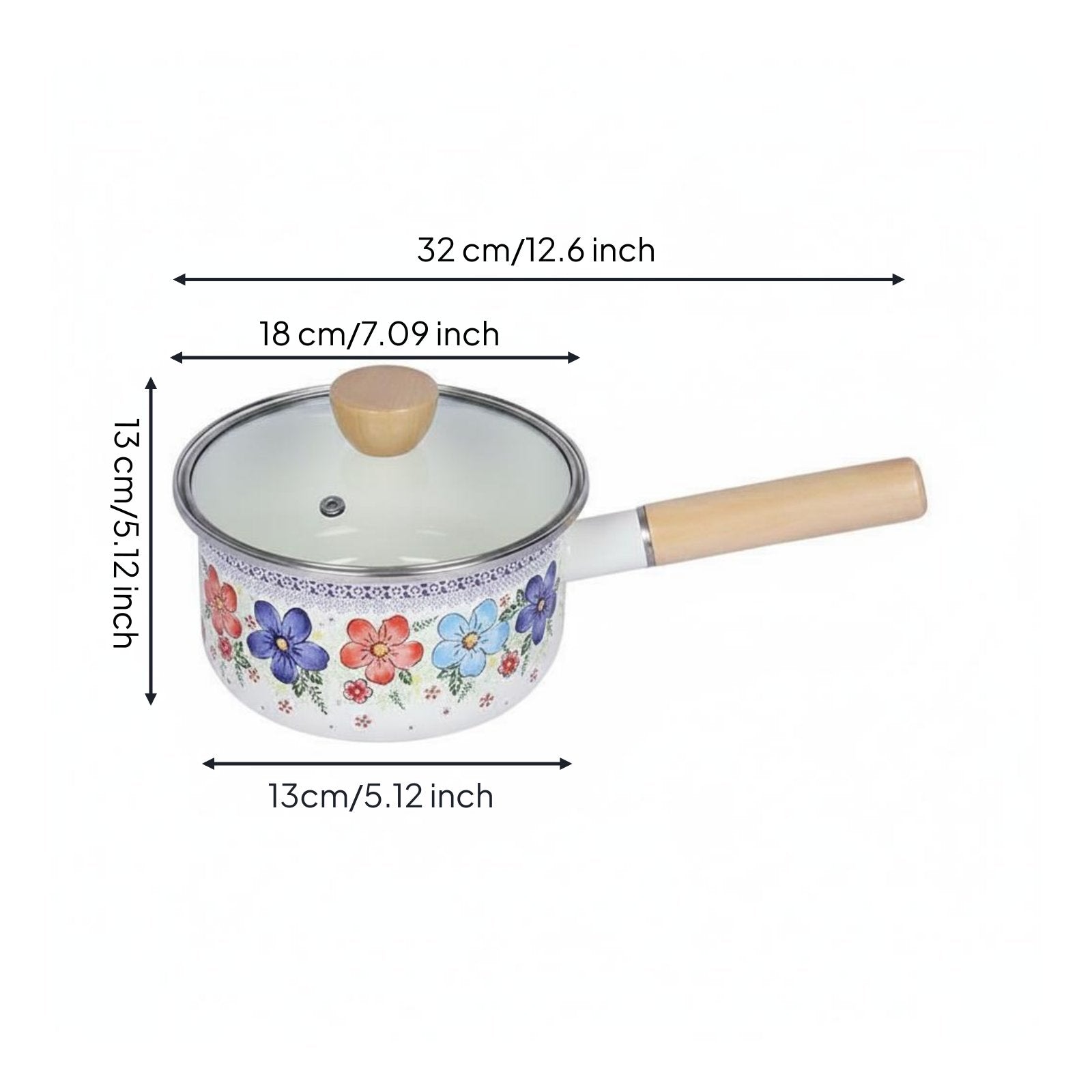 Infant Meals Pot Cute Floral Design Lidded Milk Pan Crack-Resistant for Infants
