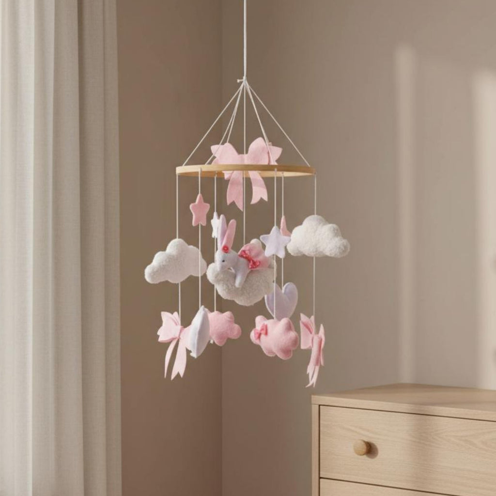 Rose Textile Crib Mobile Soothing Bells Nordic Baby Mobile for Infants