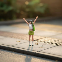 Cheering Girl Figure Photography Props Sand Table Doll Ornament for Hobbyists