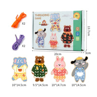 Animal Threading Board Hand-Eye Coordination Wooden Lacing Board Educational