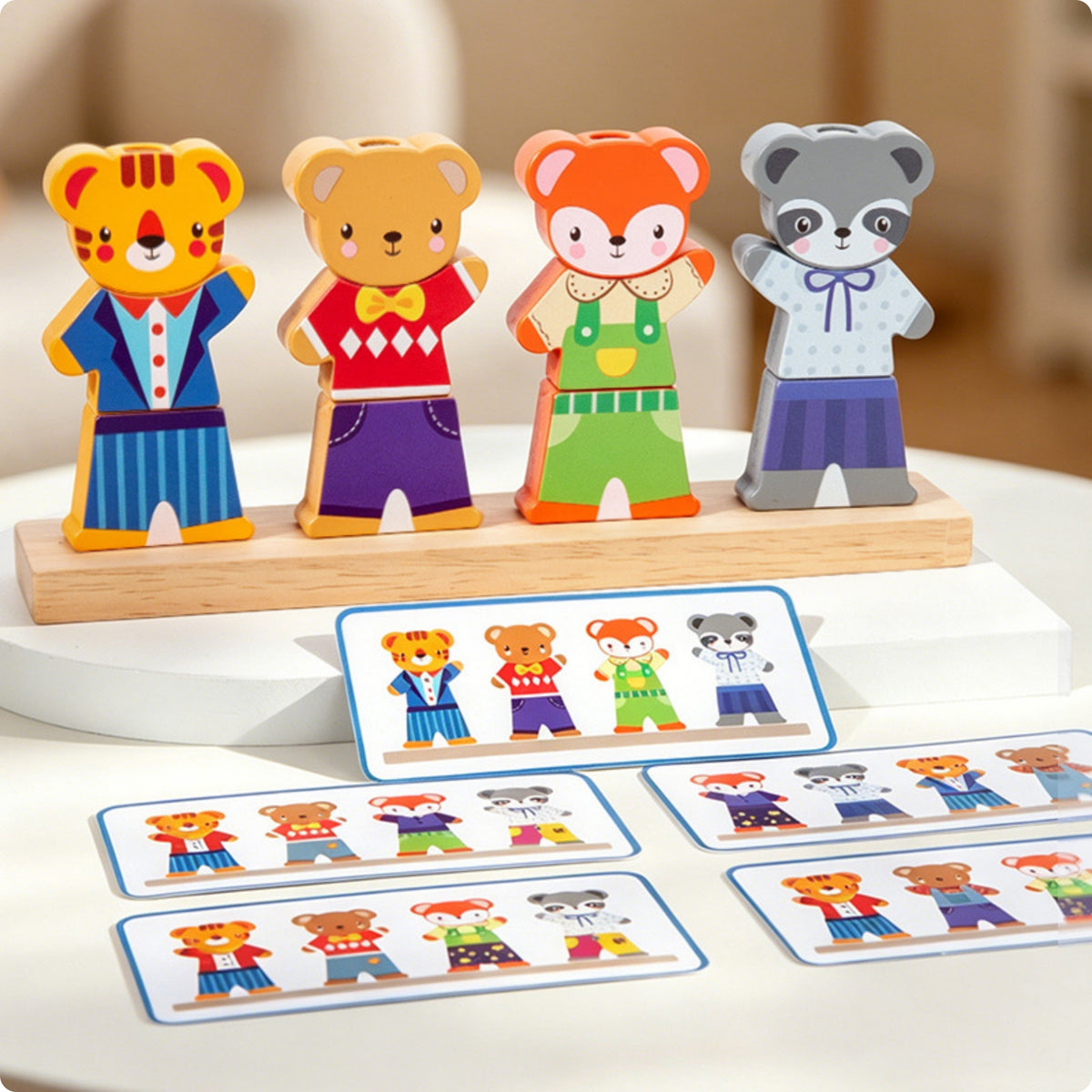 Wooden Educational Creature Dress-up Toy Natural Wood Finish