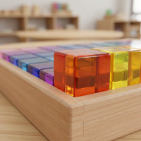Rainbow Acrylic Blocks Bright Colors Translucent Building Cubes Sensory Development Translucent Stacking Blocks for Preschoolers, Classroom, Playroom