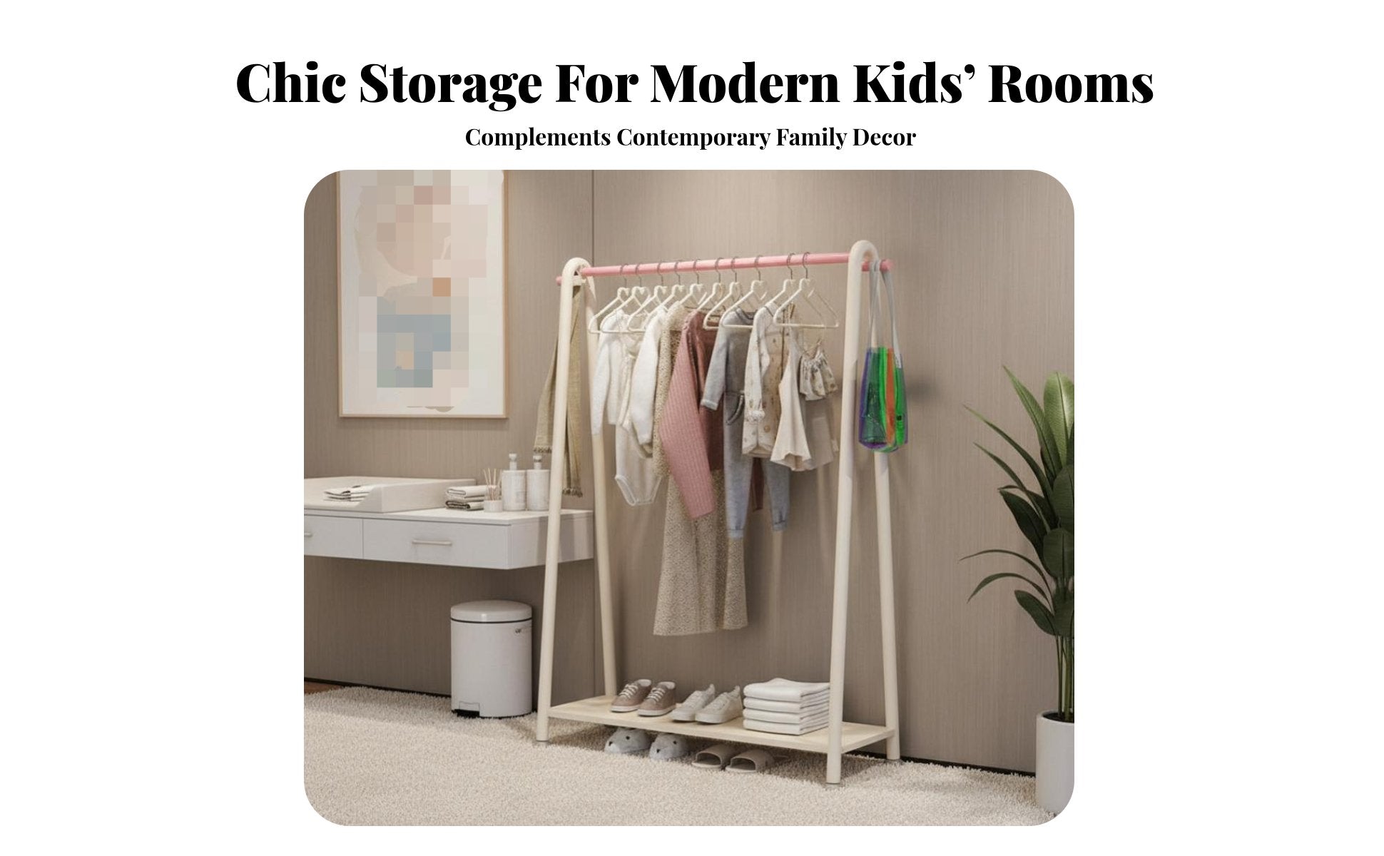 unattachedstanding Design kids' Dress-up Rack Stable Base House-Shaped Clothes Rack Side hangers children's Furniture Easy Assembly for Toddlers, Babies, Parents, Bedroom, Playroom, Entryway, Laundry Room