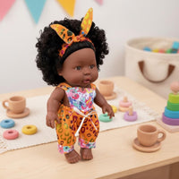 African Girl Reborn Doll Cute Face Soft Vinyl Baby Doll Rooted Hair for Playtime