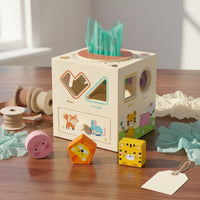 Multifunctional Shape Sorter Wooden Sensory Box Versatile Learning Carrot Harvest Game Box for Young Children, Infants