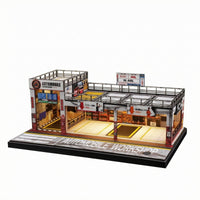 Miniature Parking Workshop Rooftop Railings Garage Building Model Storefront Facade Display Scene