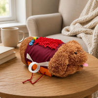 Sensory Toy Chenille Textile Section Soft Dog Shaped Toy Embroidered Details Stuffed Animal