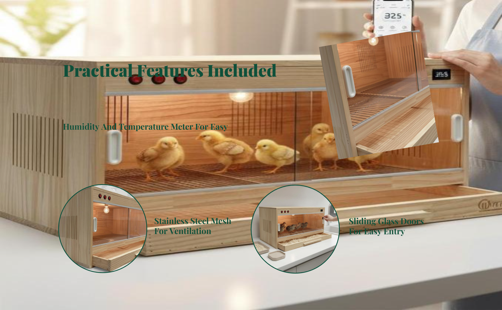 Amphibian Terrarium, Smart Temperature Control, Drawer Storage