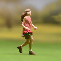 1/64 Scale Pink Dress Miniature Girl Hand Painted running Girl Figurine Collectible Gift Miniature Figure for Collectors