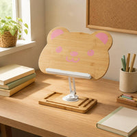 Bamboo Book Stand Multi-Function Adjustable Book Stand Stable Base for Children