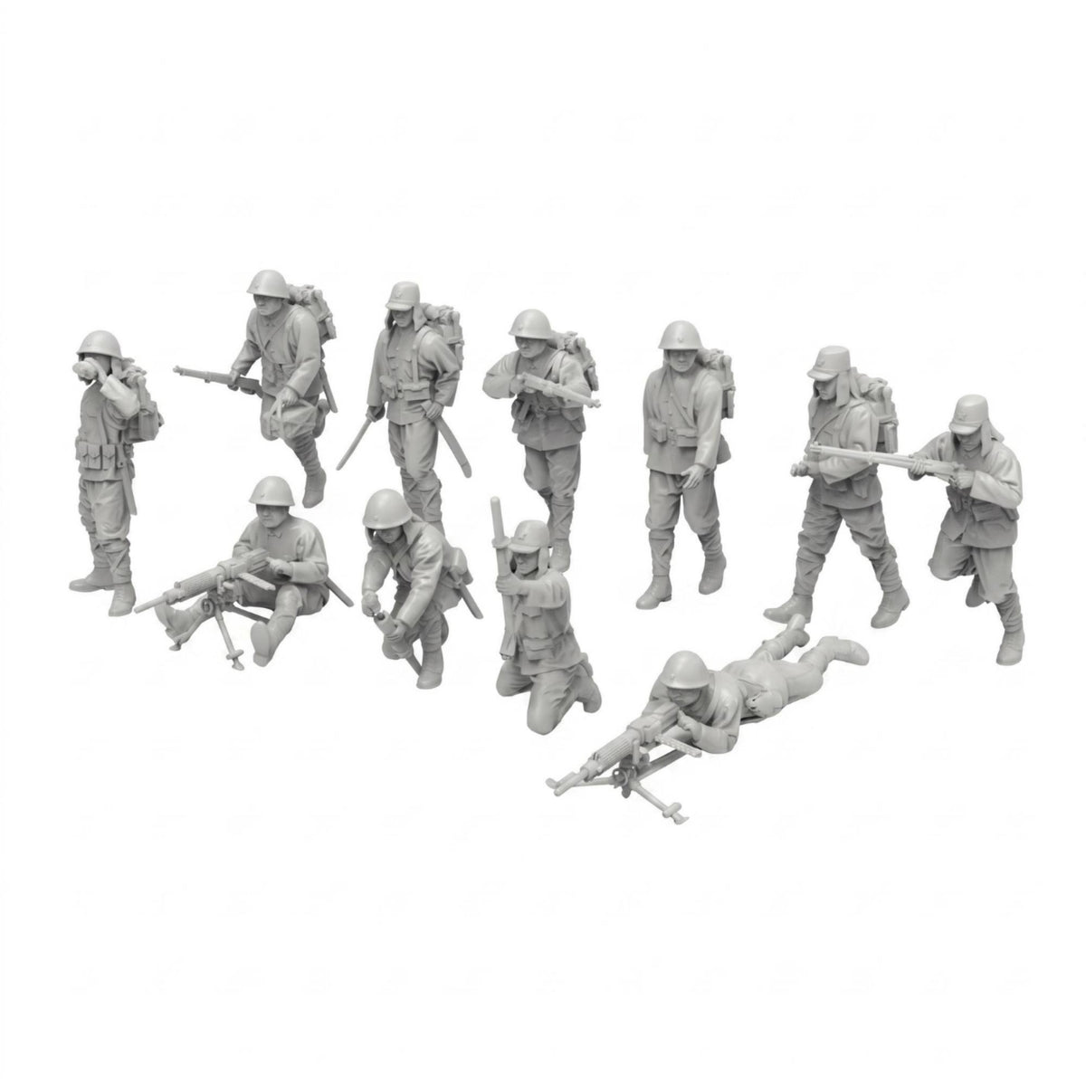 11 Pieces Unpainted Miniature Soldier DIY Painting Resin Soldier Figurine One-Piece Small-Scale Figurine for Model Painters, Hobbyists