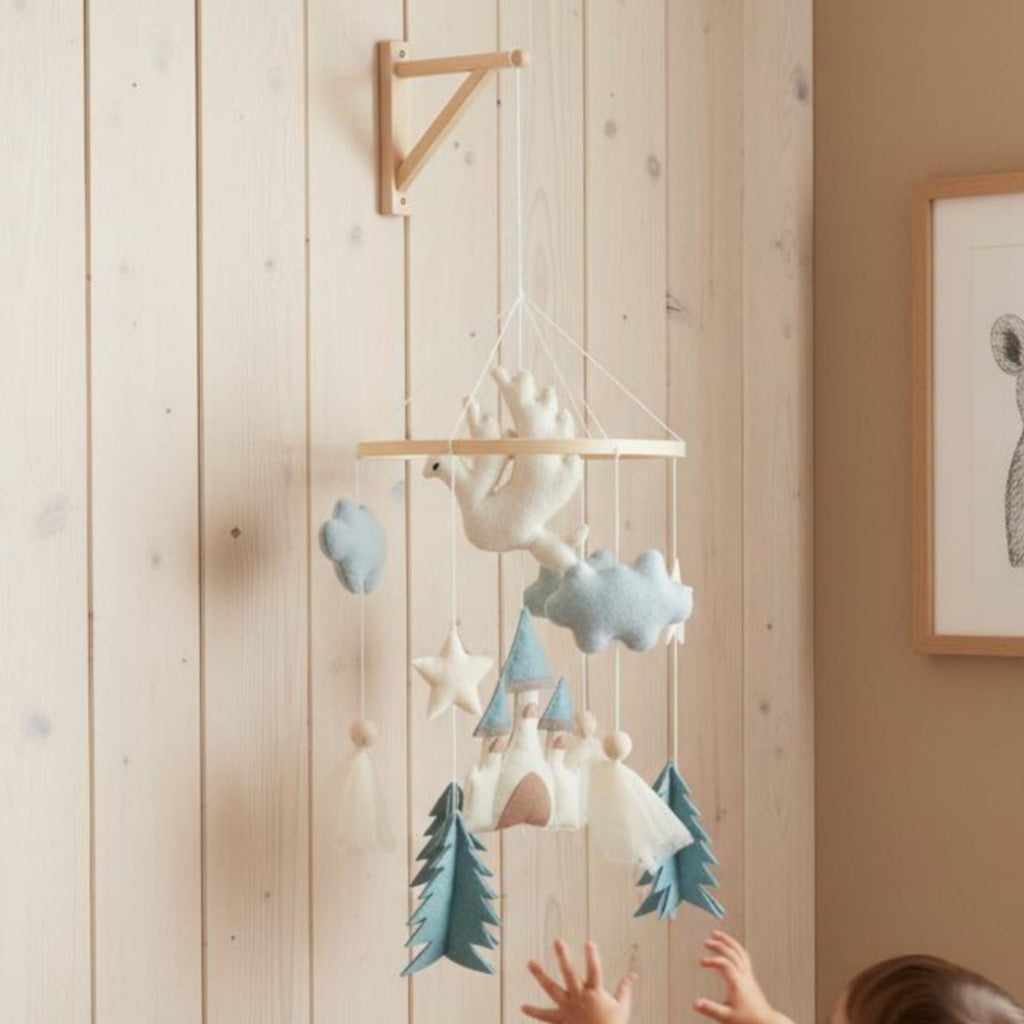 Textile Crib Mobile Nordic Crib Ornament Boho Design for Infants
