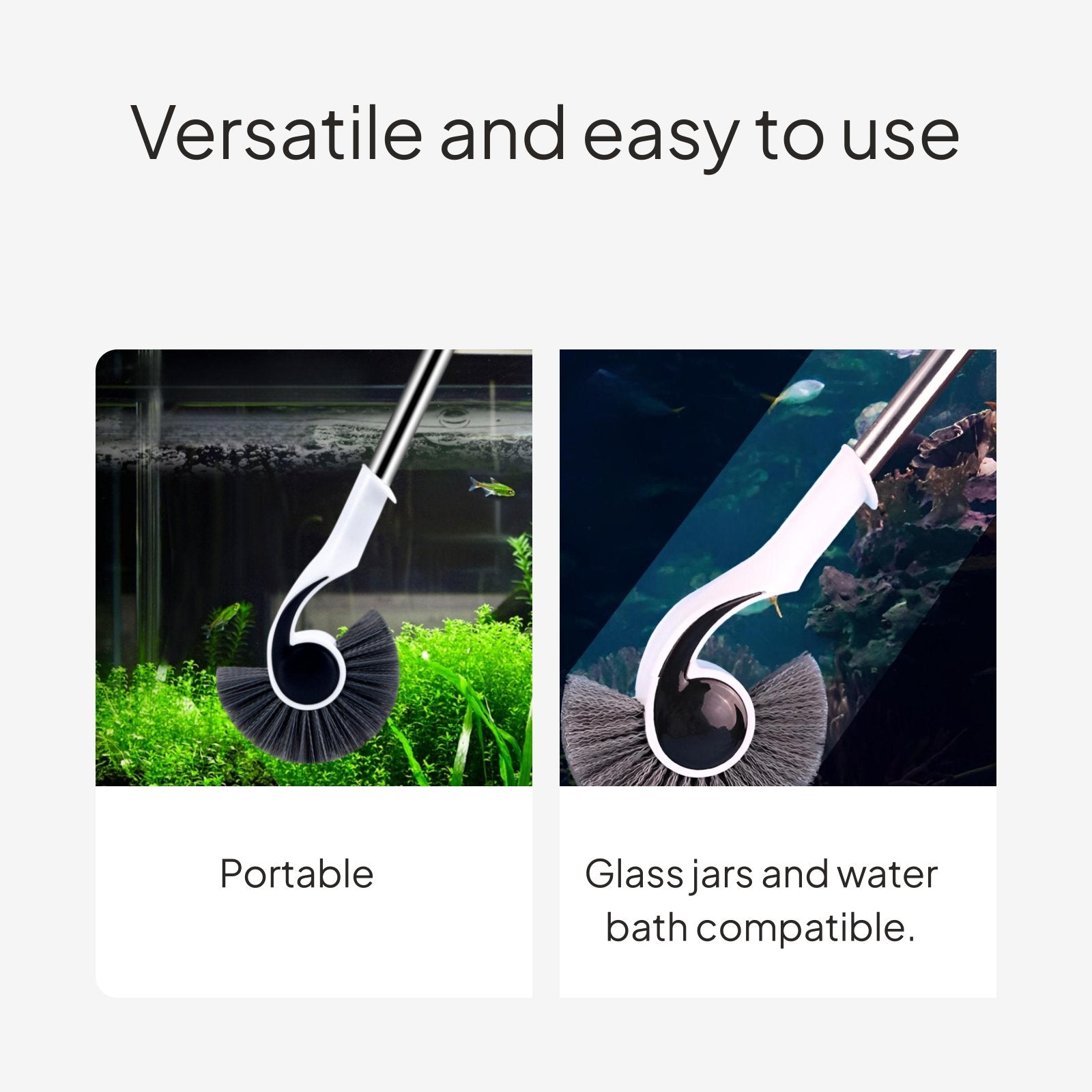 Long Handle Aquarium Brush, Stainless Steel Algae Remover