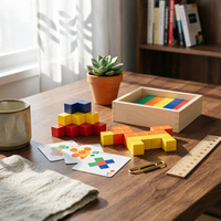 Geometric Shape Builders Spatial Thinking Color Block Puzzle Early Learning Shape Matching Blocks for Preschoolers, Young Children