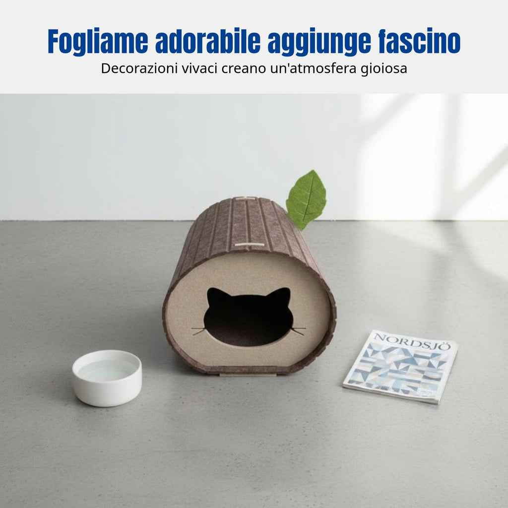 Log-Shaped Feline Tunnel Foldable Design Pet Furniture Easy to Clean for Kittens