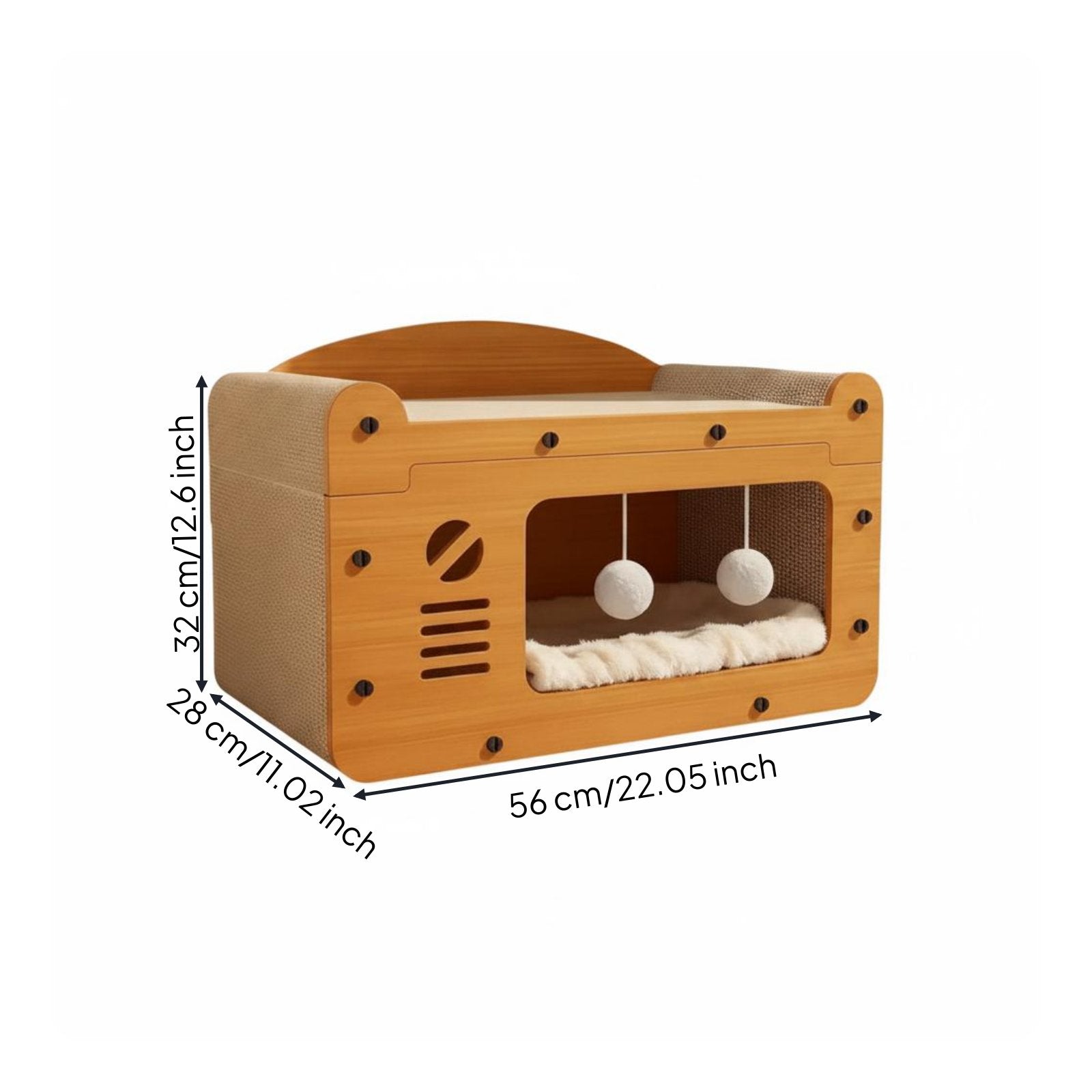 Feline Scratcher House 2-in-1 Enclosed Feline Bed Hollowed Boards