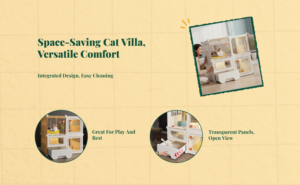Indoor cat villa with litter box