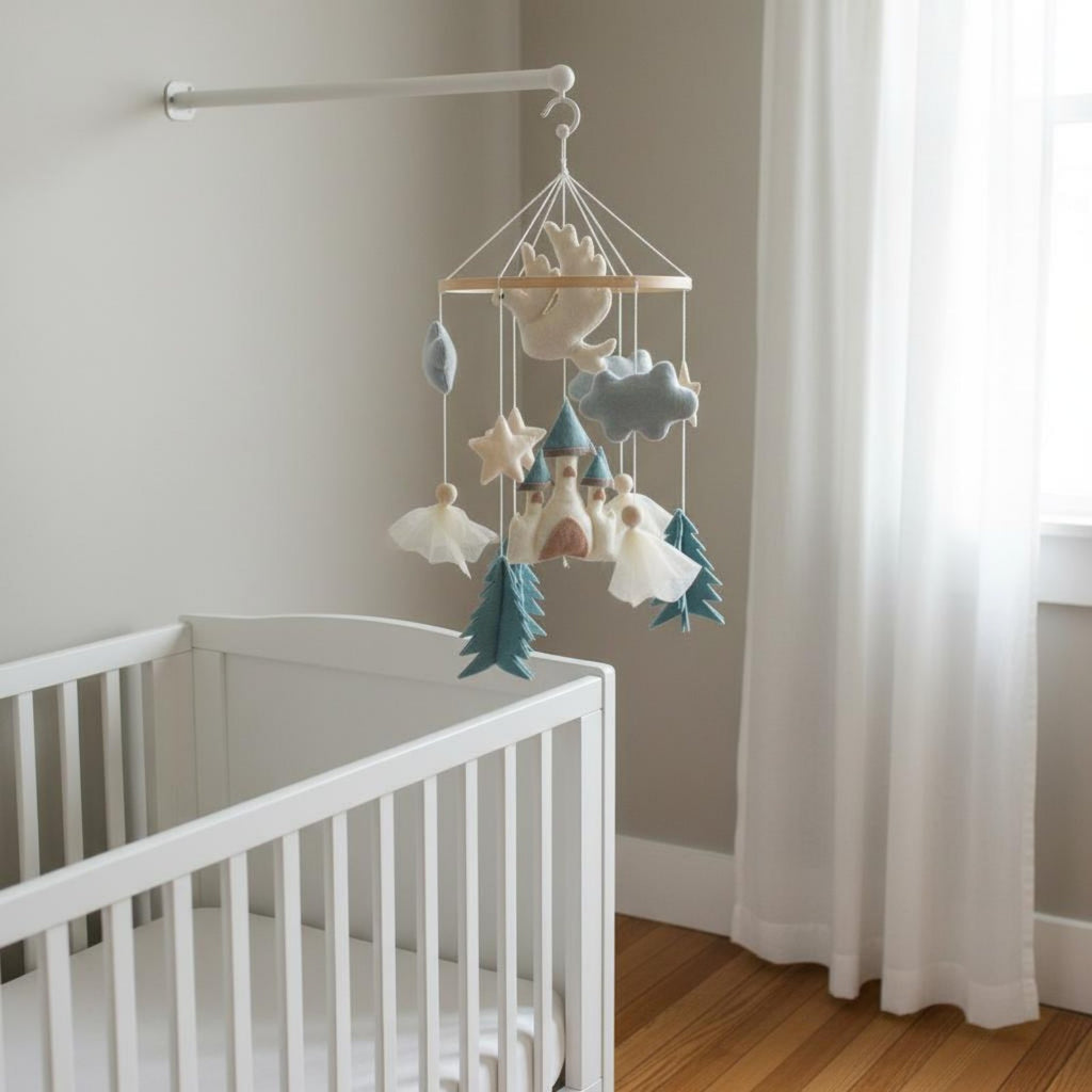 Textile Crib Mobile Nordic Crib Ornament Boho Design for Infants