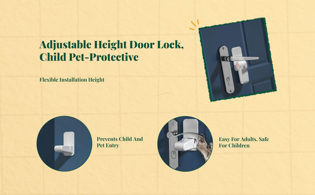 Child Resistant Door Lock, Easy Installation, Restricts Rotation, Infant Protection, Pet Barrier, No Tools Needed, Multi-Functional