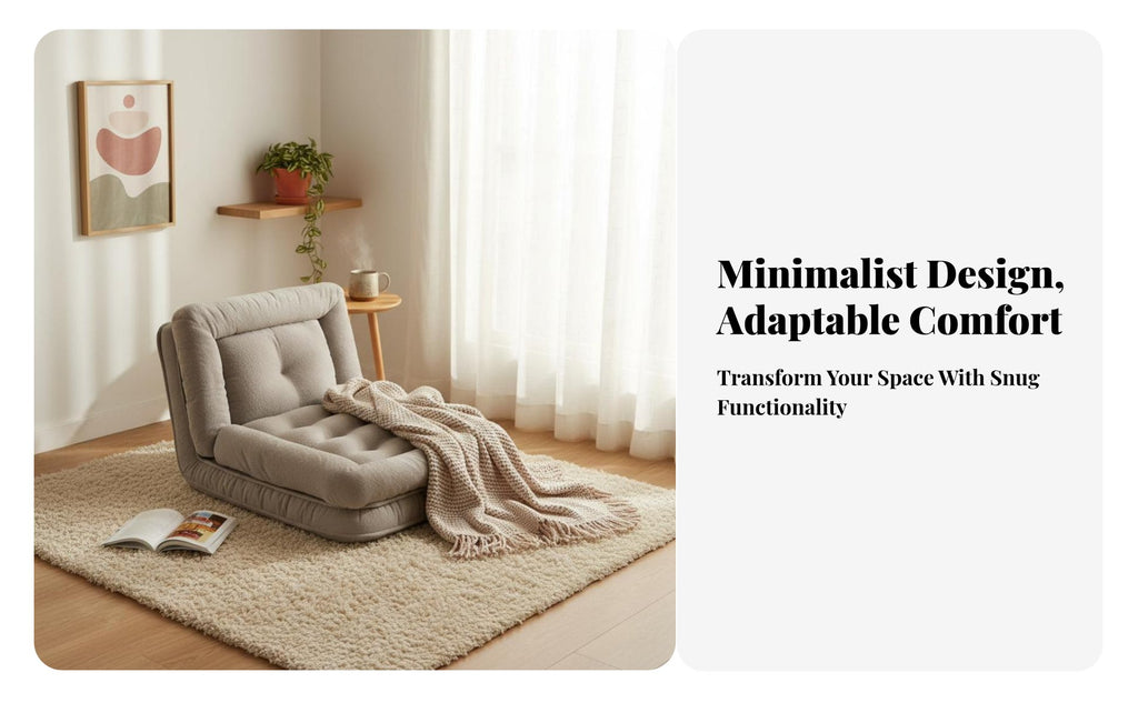 Adjustable Backrest Lounger Japanese Design Human-Sized Dog Bed Space-Saving Transformable Design for Balcony, Bedroom