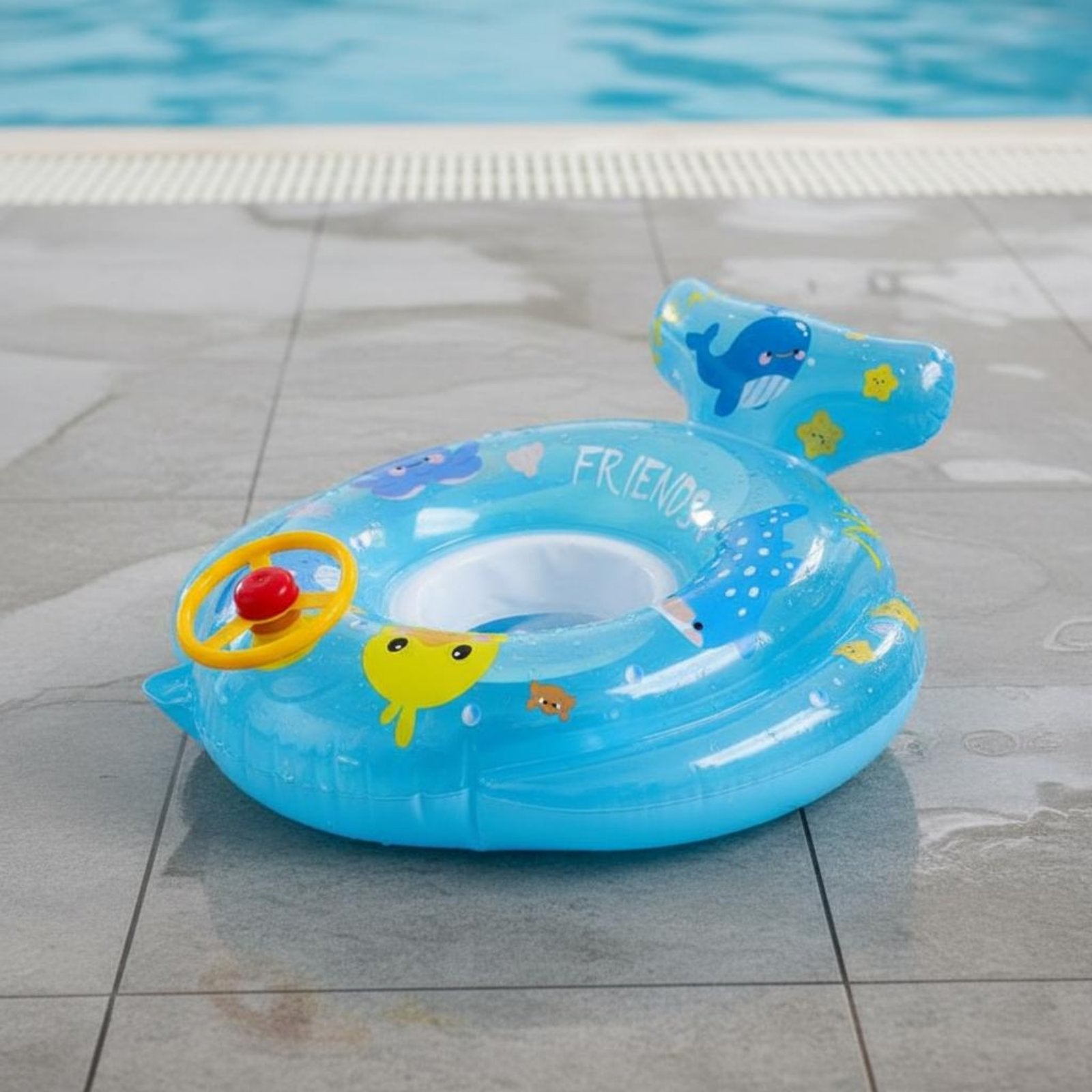 Inflatable Boat with Steering Wheel Squeaky Squeaker Baby Swim Seat Boat